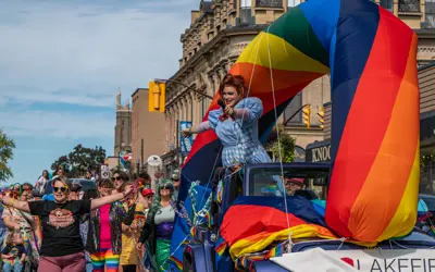 Peterborough Pride parade along George Street North