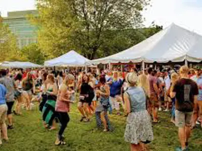 Craft beer festival in Del Crary Park with lots of people and vendor tents