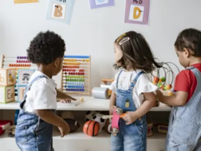 Kids playing with toys
